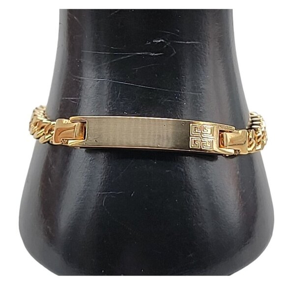 Givenchy Logo Unisex Bracelet 7" Gold Plated 4G Marked Bar Link Vintage - Picture 1 of 16